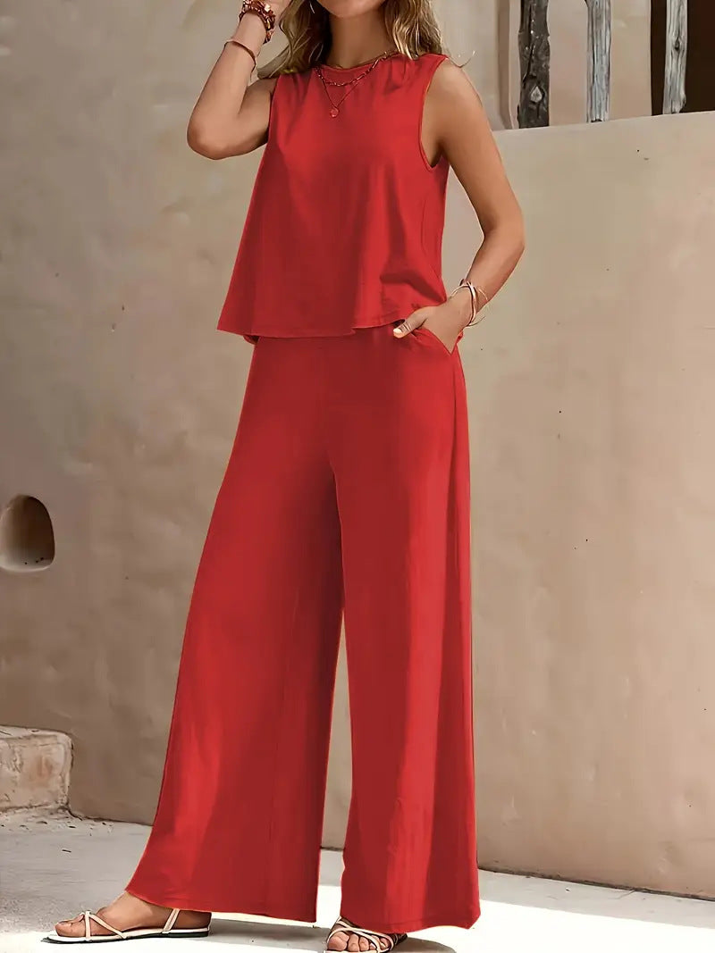 Vest + Wide Leg Pant Set