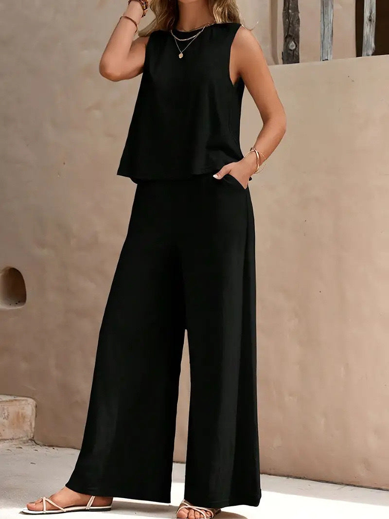 Vest + Wide Leg Pant Set