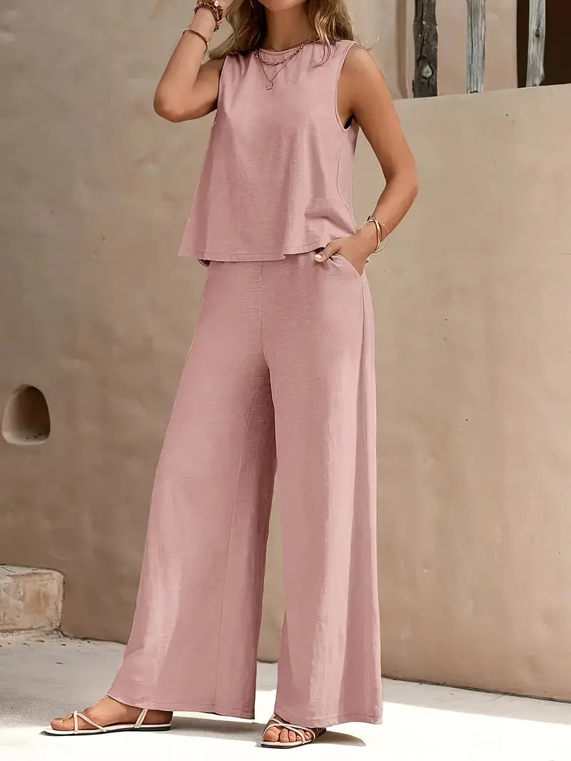 Vest + Wide Leg Pant Set