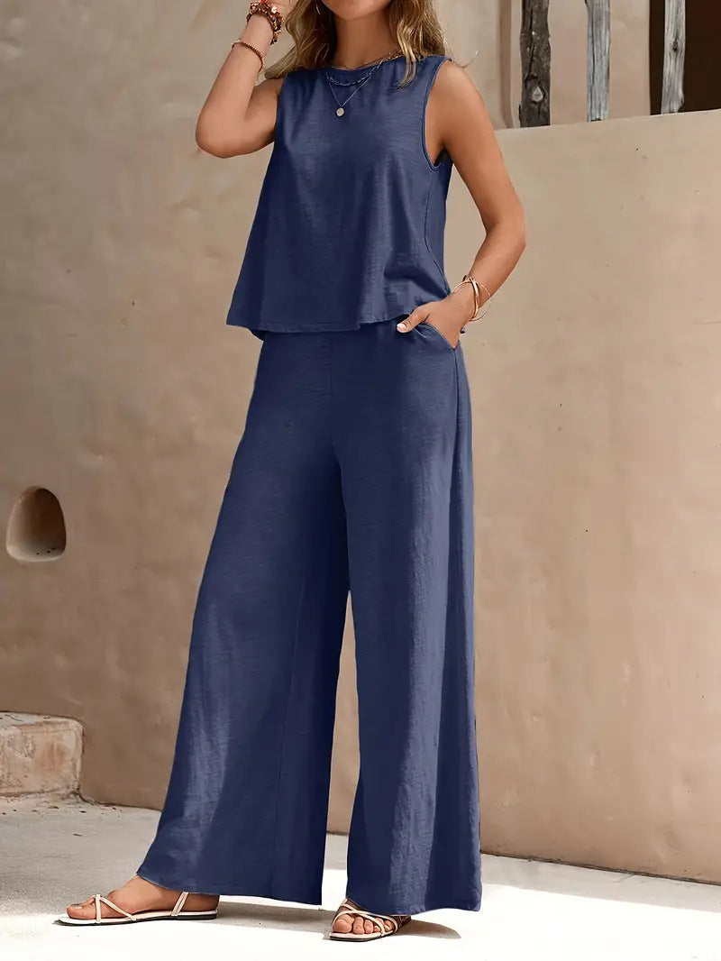 Vest + Wide Leg Pant Set