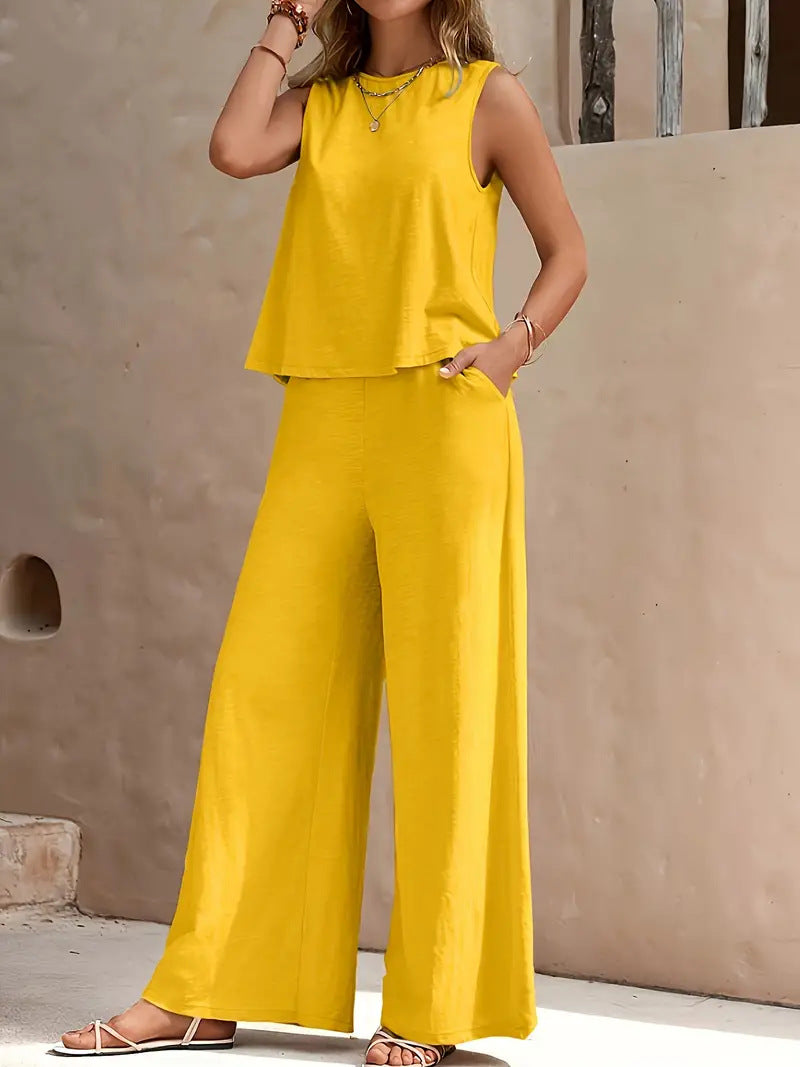 Vest + Wide Leg Pant Set