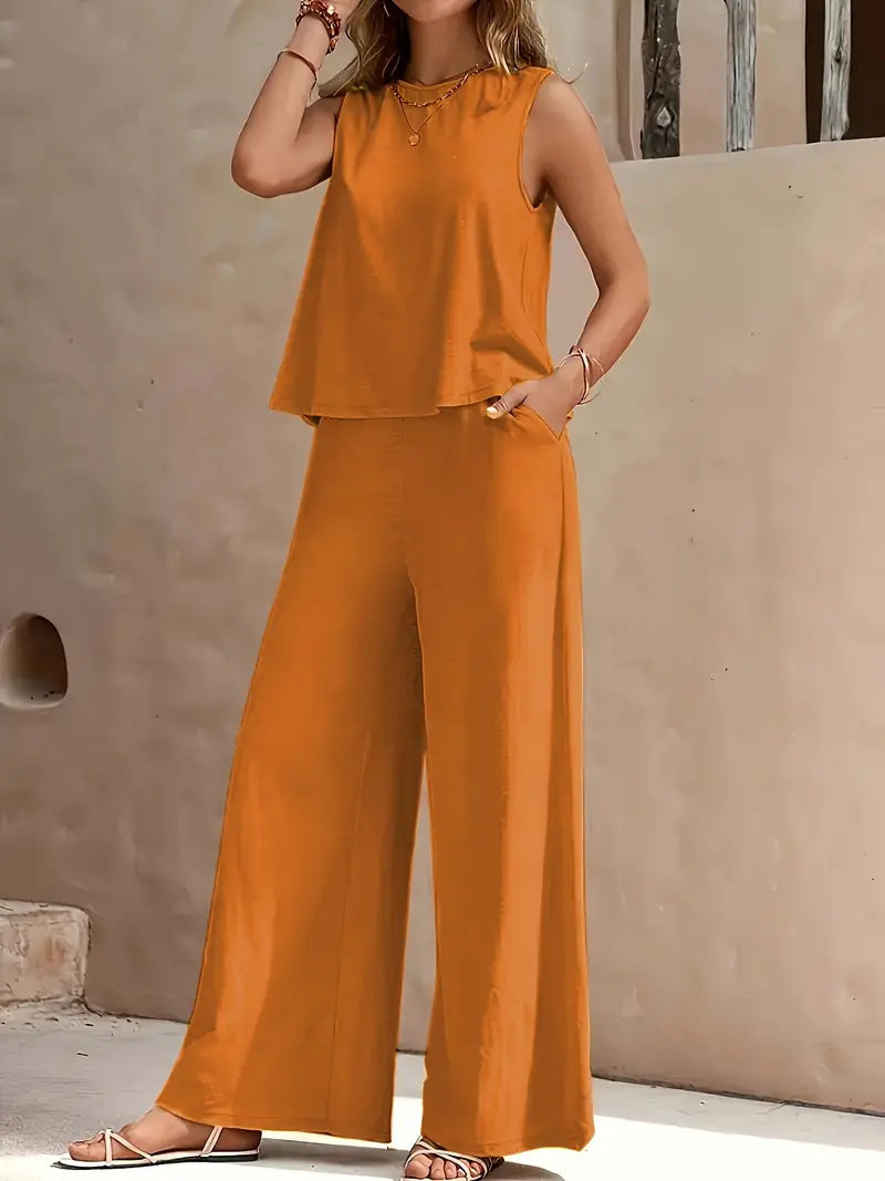 Vest + Wide Leg Pant Set
